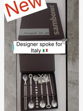 Sambonet Brown Box Stainless Steel Cocktail Spoon Set